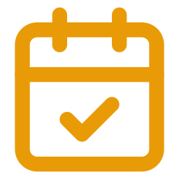Calendar icon A calendar icon with a checkmark, indicating a confirmed date or event.