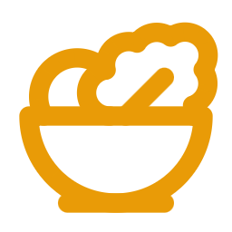 Diet icon Bowl filled with food, featuring vegetables and a spoon.